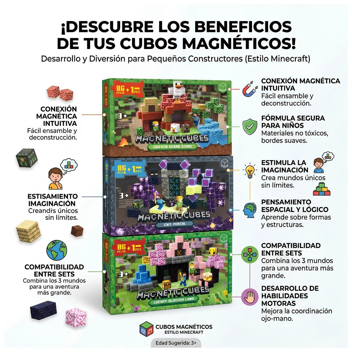 Bloques Magnéticos Minecraft 86 Piezas